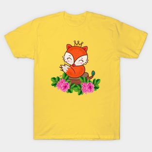 Cute Fox Animal Flower T-Shirt